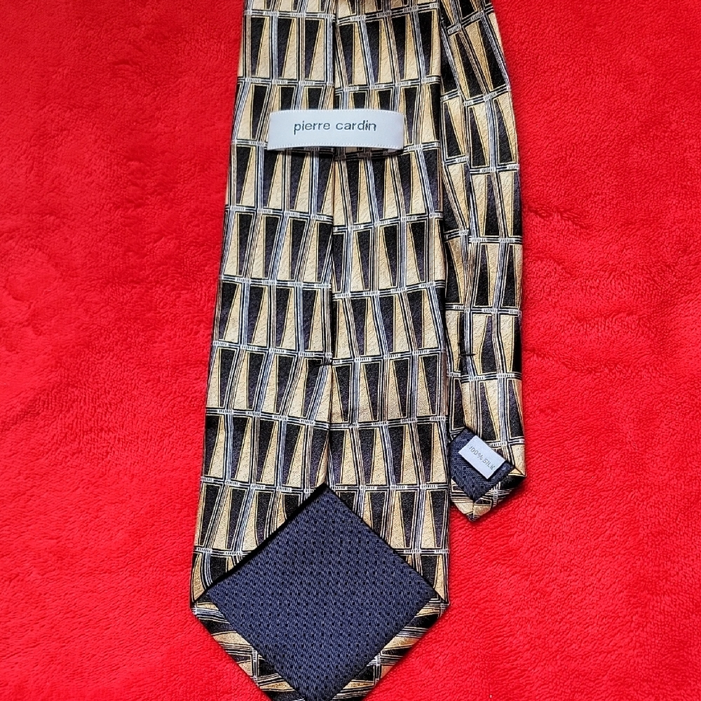 Pierre Cardin Men's Tie with Gold and Black Pattern